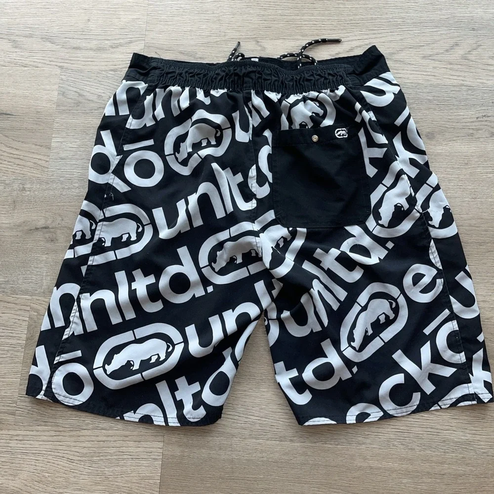 MENS ECKO UNLTD RHINO BLACK LINED SHORTS SIZE L swim Board Surf Skate Y2K